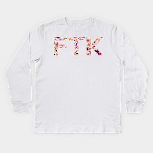 Dark Floral FTK Kids Long Sleeve T-Shirt